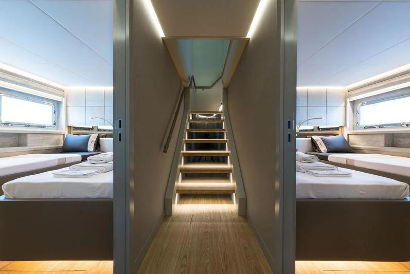 a room with bunk beds aboard MARLA Yacht for Sale