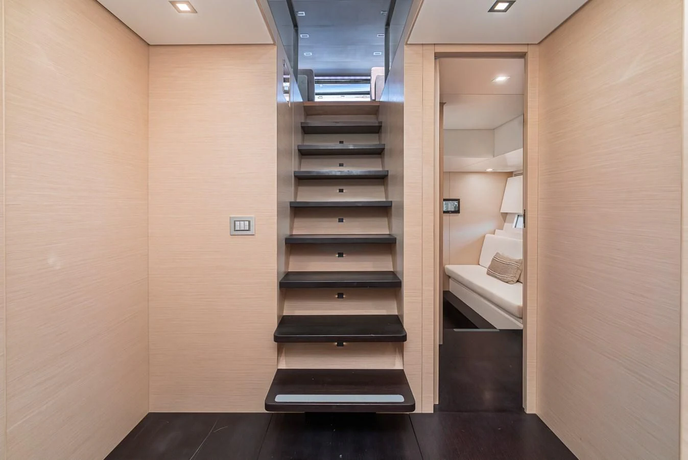 a room with a bed and a desk aboard AIFOS Yacht for Sale