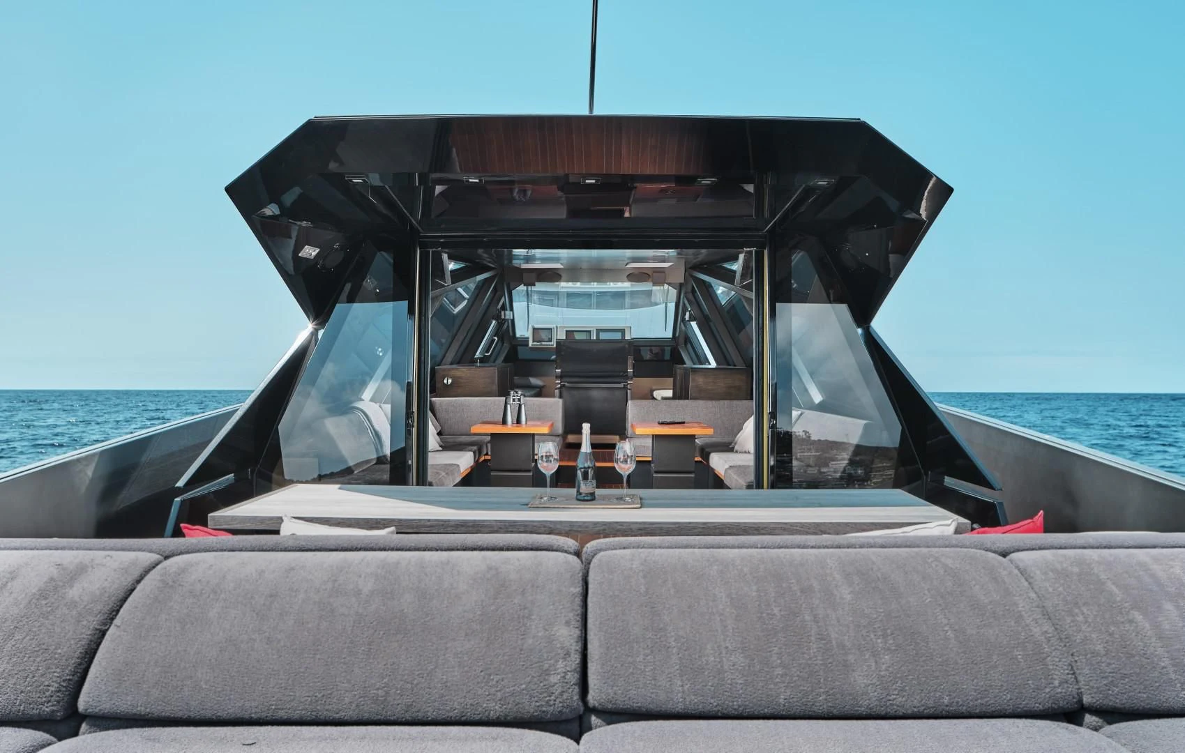 the front of a boat aboard AIFOS Yacht for Sale