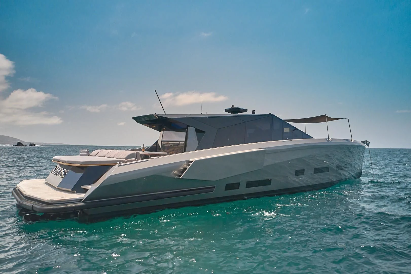 a boat in the water aboard AIFOS Yacht for Sale