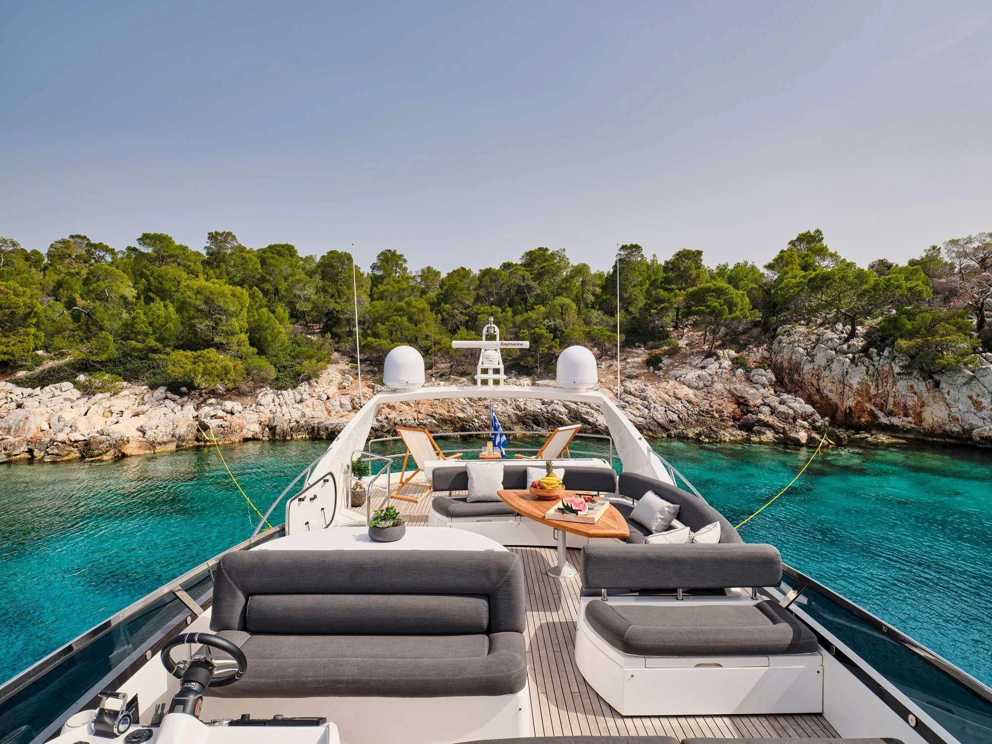 a boat on the water aboard M FIVE Yacht for Charter