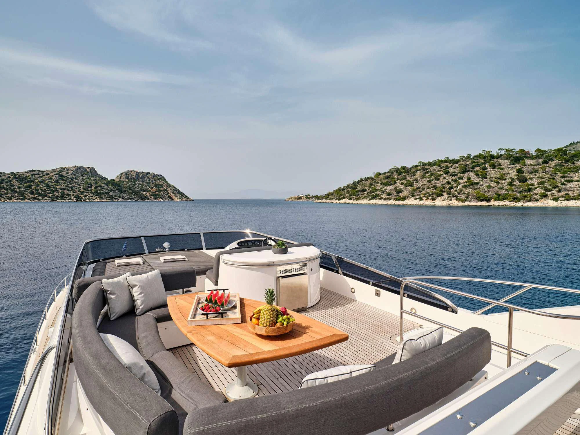 a boat on the water aboard M FIVE Yacht for Charter