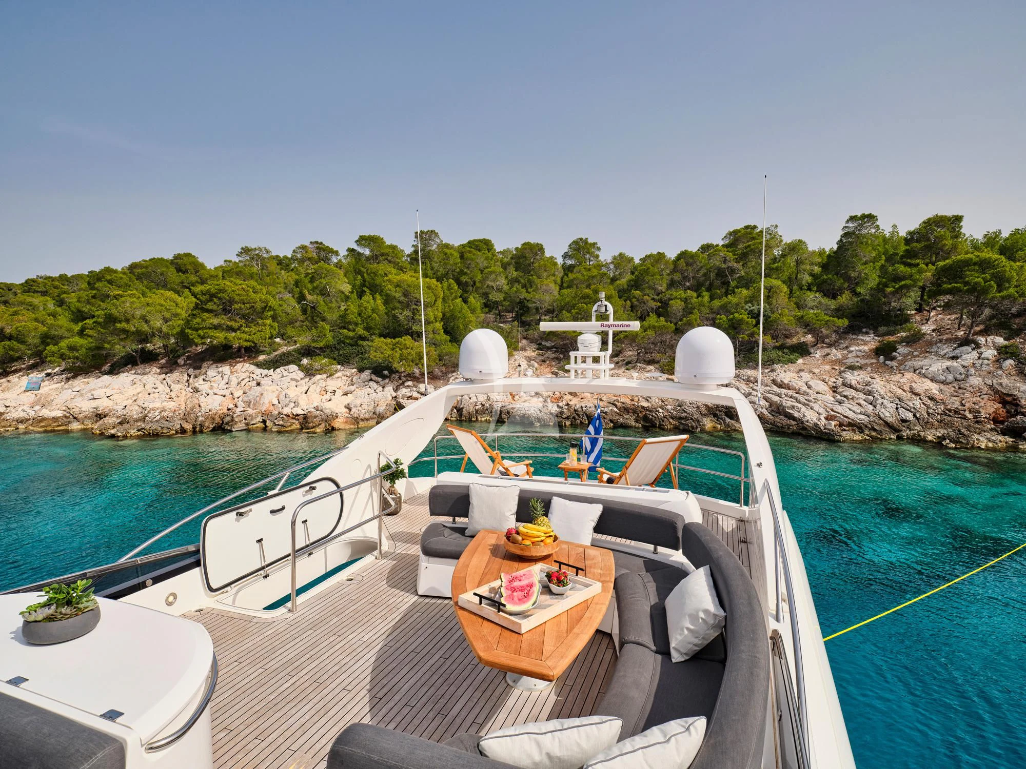 a boat on the water aboard M FIVE Yacht for Charter