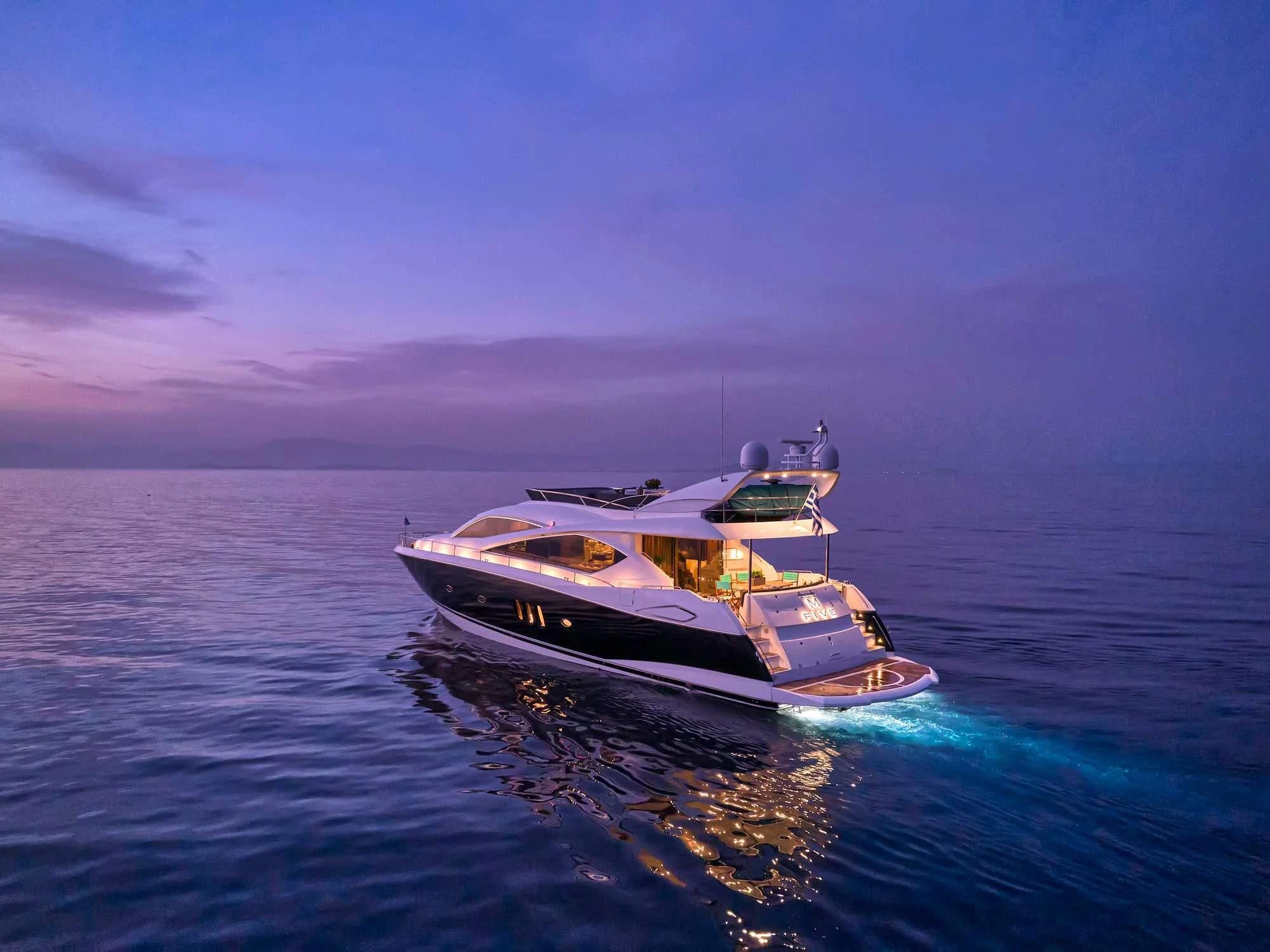 a boat in the water aboard M FIVE Yacht for Charter