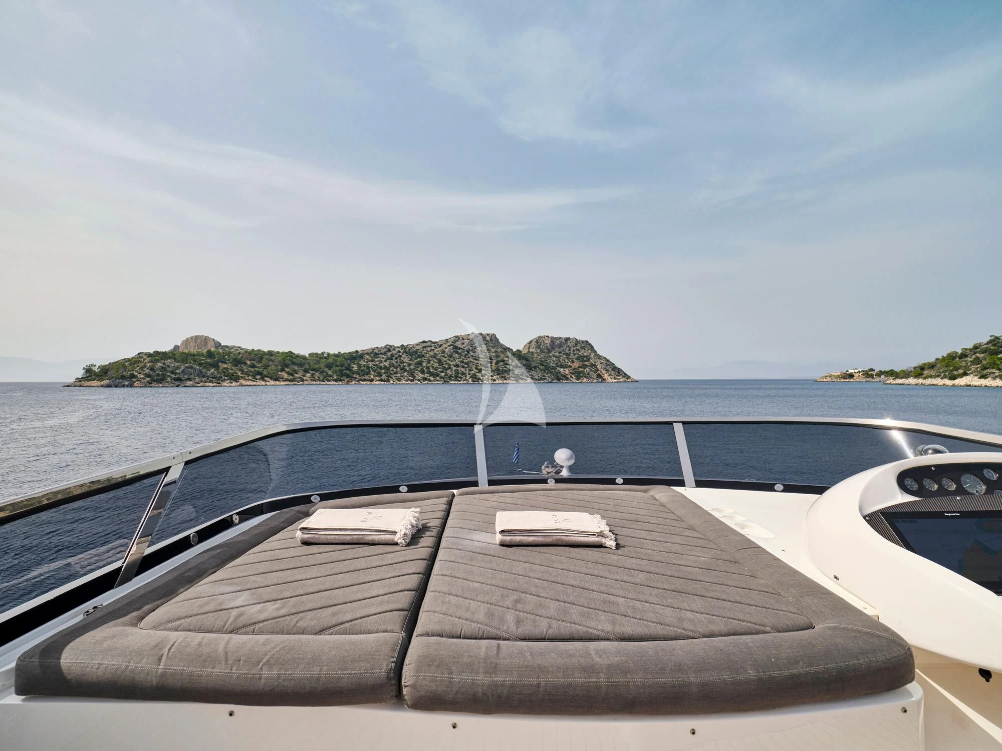 a boat on the water aboard M FIVE Yacht for Charter