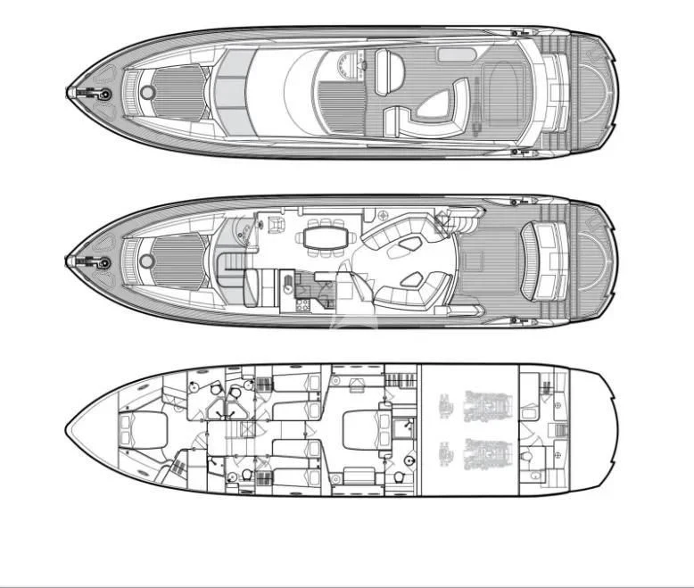 diagram, engineering drawing aboard M FIVE Yacht for Charter