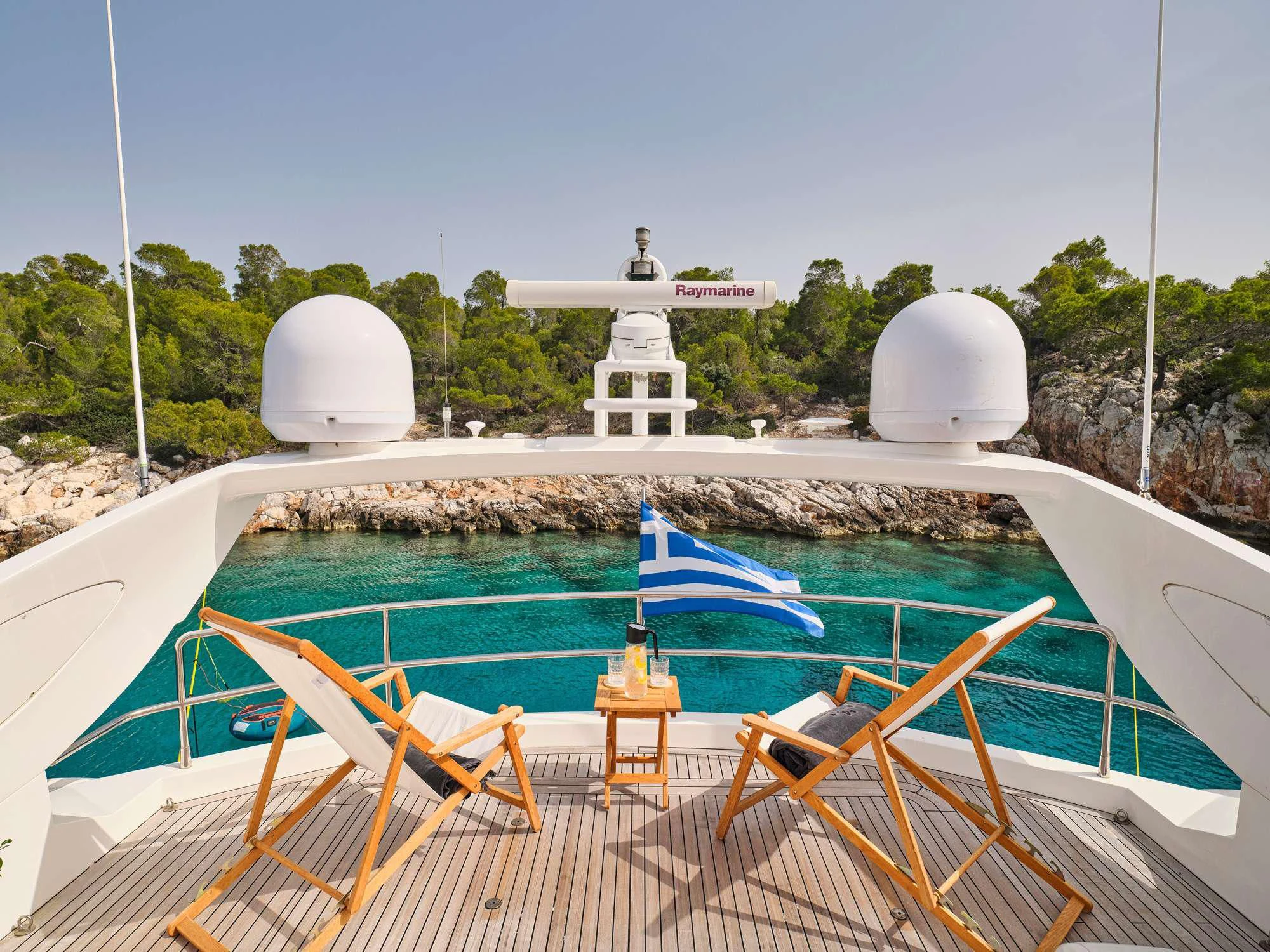 a boat on the water aboard M FIVE Yacht for Charter