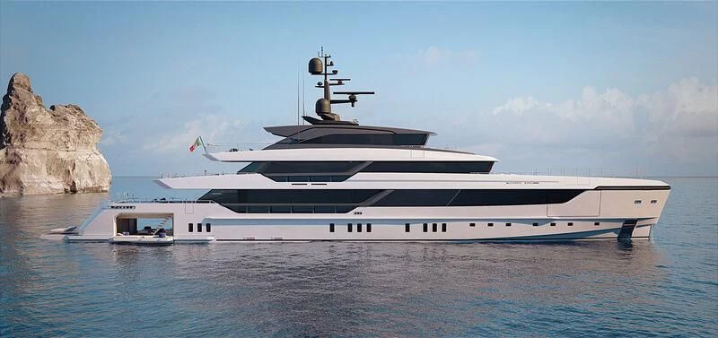 a white yacht in the water aboard MY ALMA Yacht for Sale