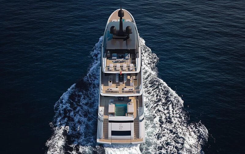 a ship in the water aboard MY ALMA Yacht for Sale