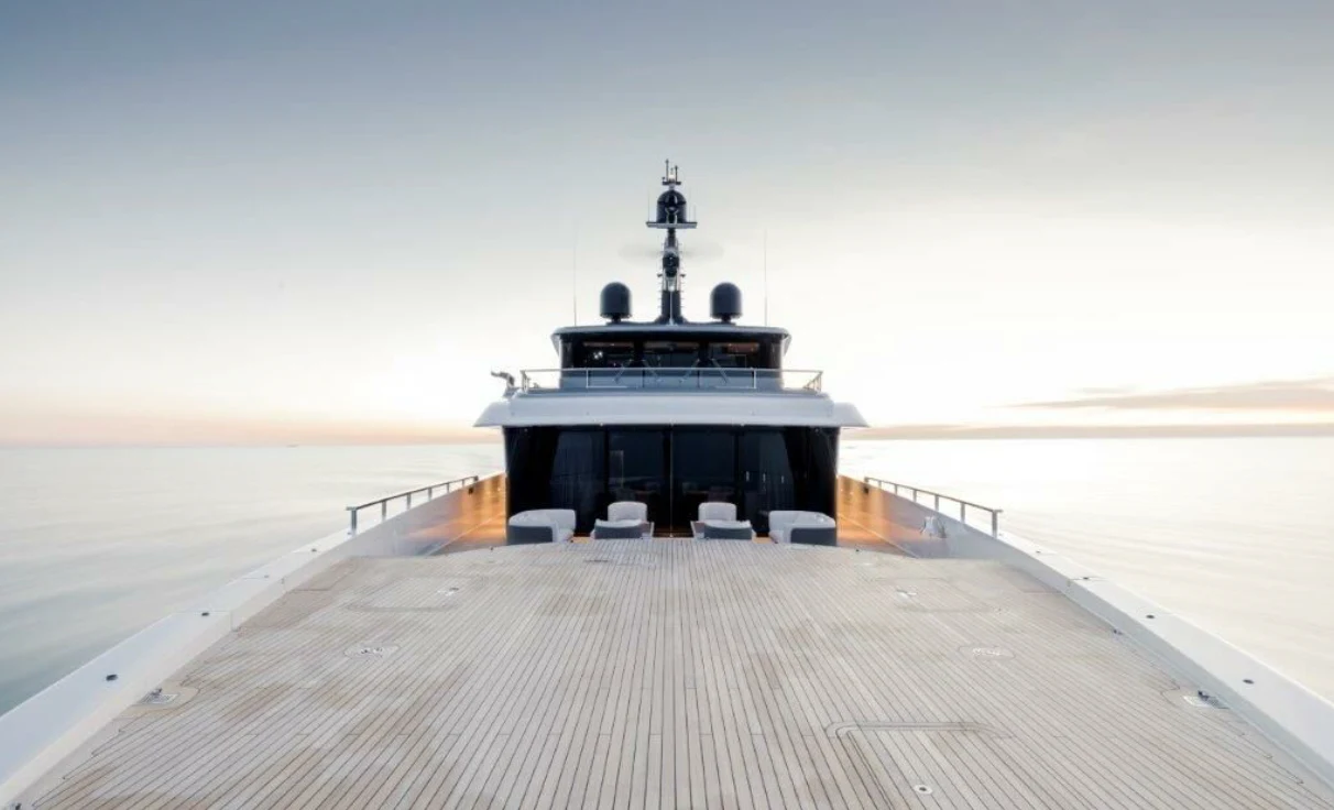 a boat on a dock aboard MY ALMA Yacht for Sale