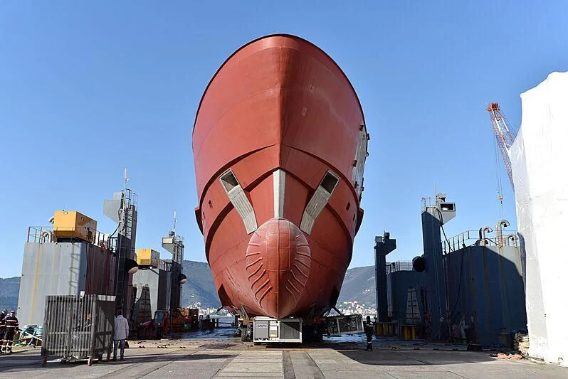 a large orange and white machine aboard MY ALMA Yacht for Sale