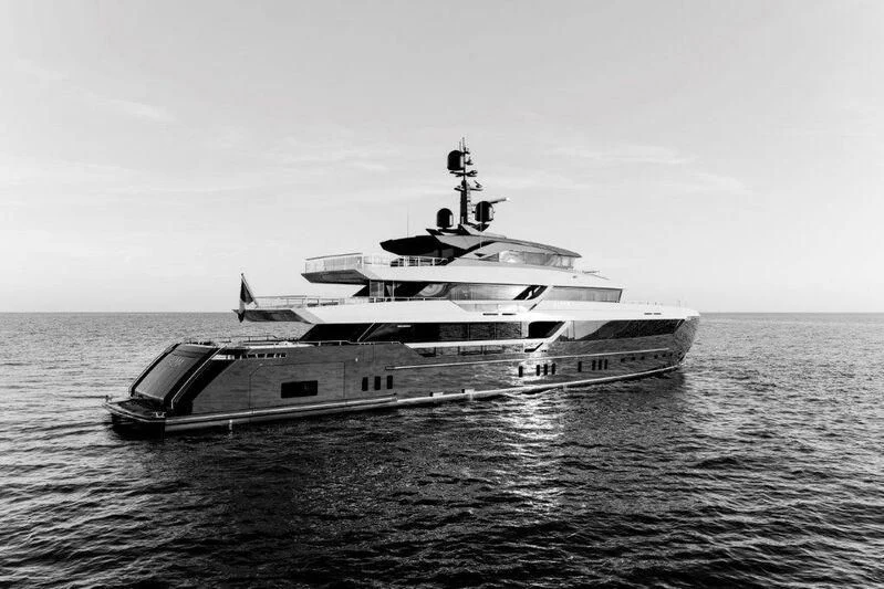 a large boat in the water aboard MY ALMA Yacht for Sale
