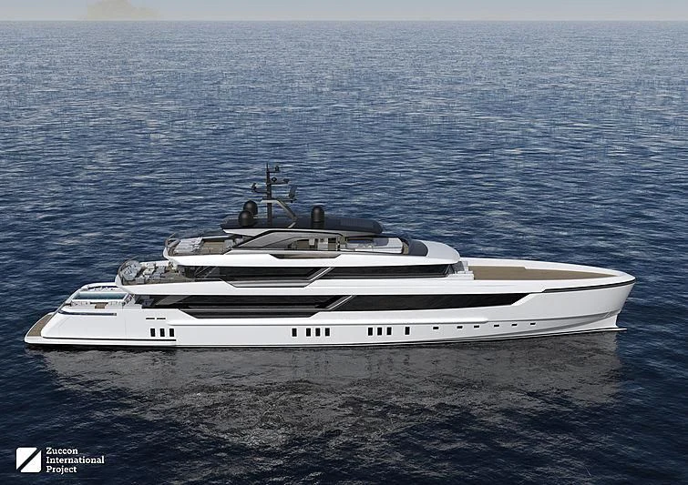 a white yacht in the ocean aboard MY ALMA Yacht for Sale