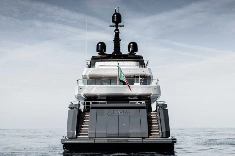 a boat in the water aboard MY ALMA Yacht for Sale