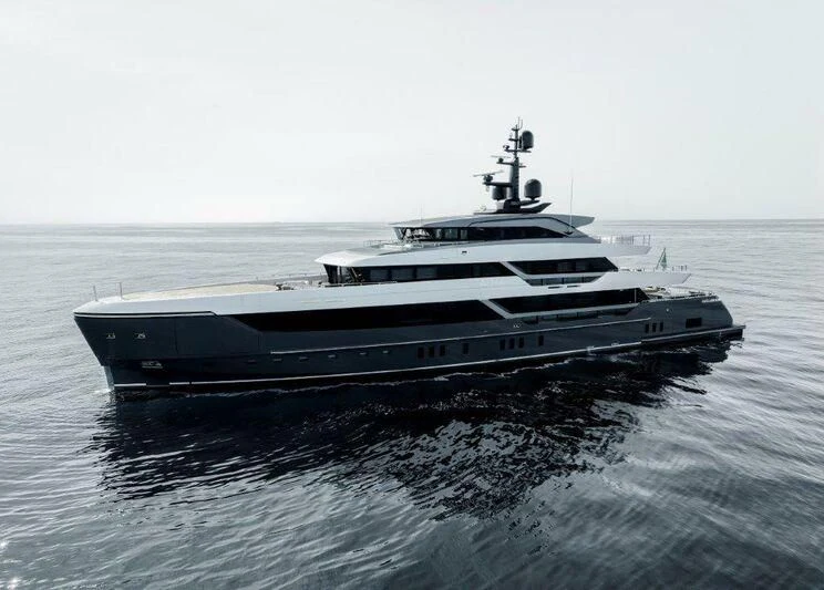 a large boat in the water aboard MY ALMA Yacht for Sale