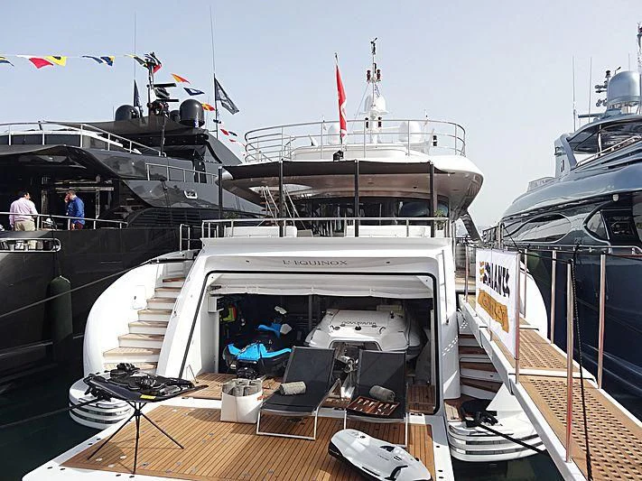 a boat on a deck aboard L'EQUINOX Yacht for Sale