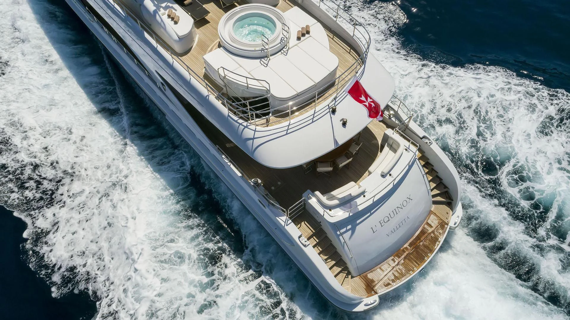 a boat on the water aboard L'EQUINOX Yacht for Sale