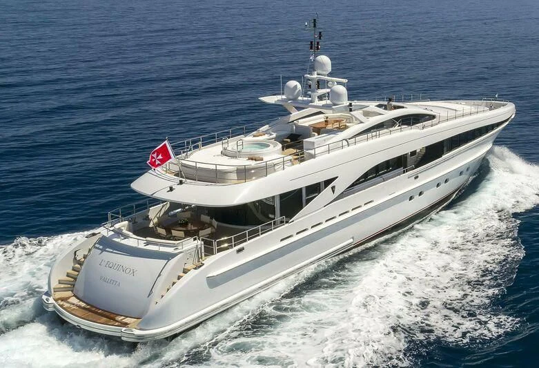a ship on the water aboard L'EQUINOX Yacht for Sale