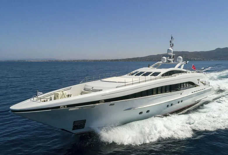 a boat on the water aboard L'EQUINOX Yacht for Sale