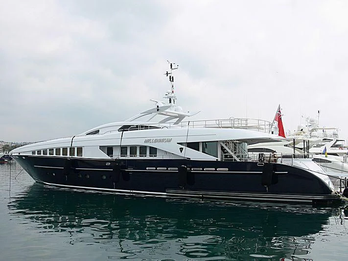 a large boat in the water aboard L'EQUINOX Yacht for Sale