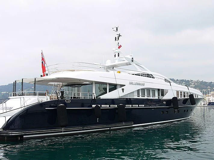 a large white boat in the water aboard L'EQUINOX Yacht for Sale