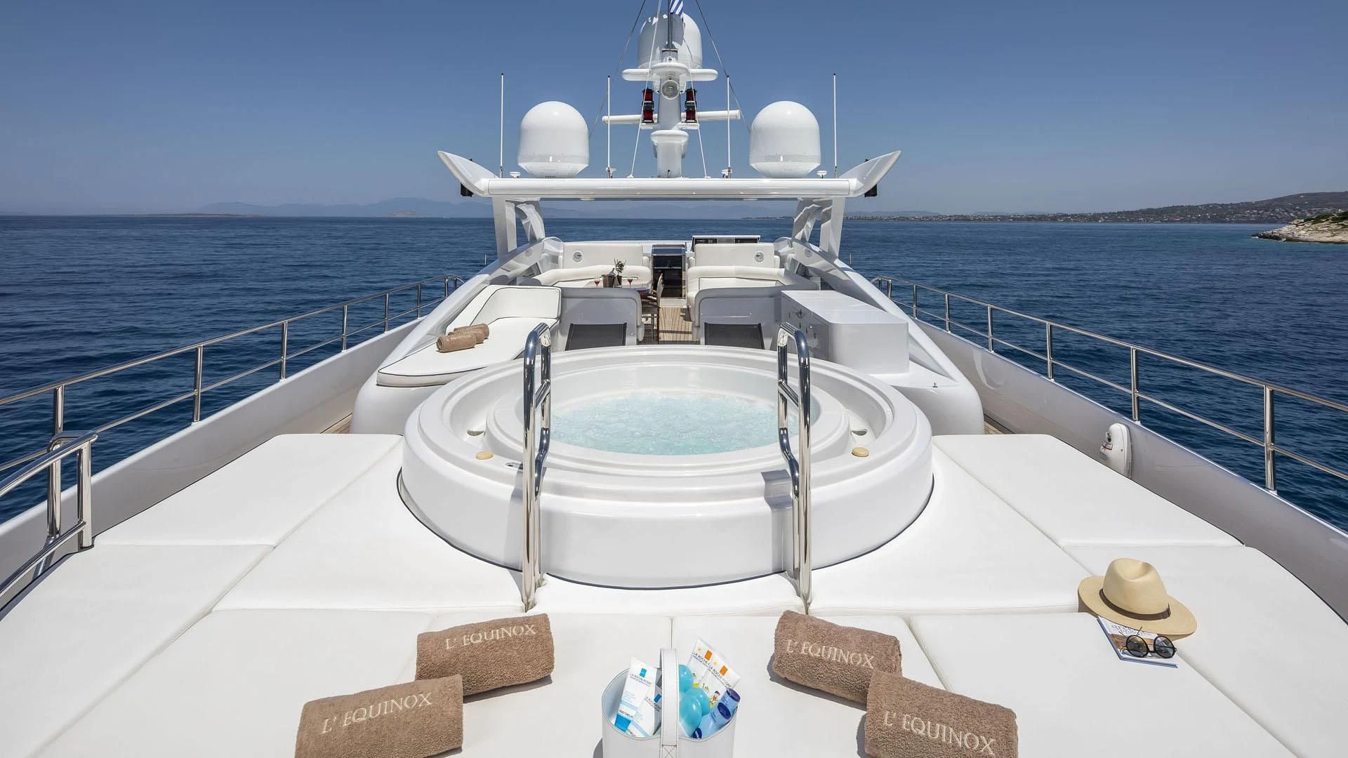 a boat on the water aboard L'EQUINOX Yacht for Sale