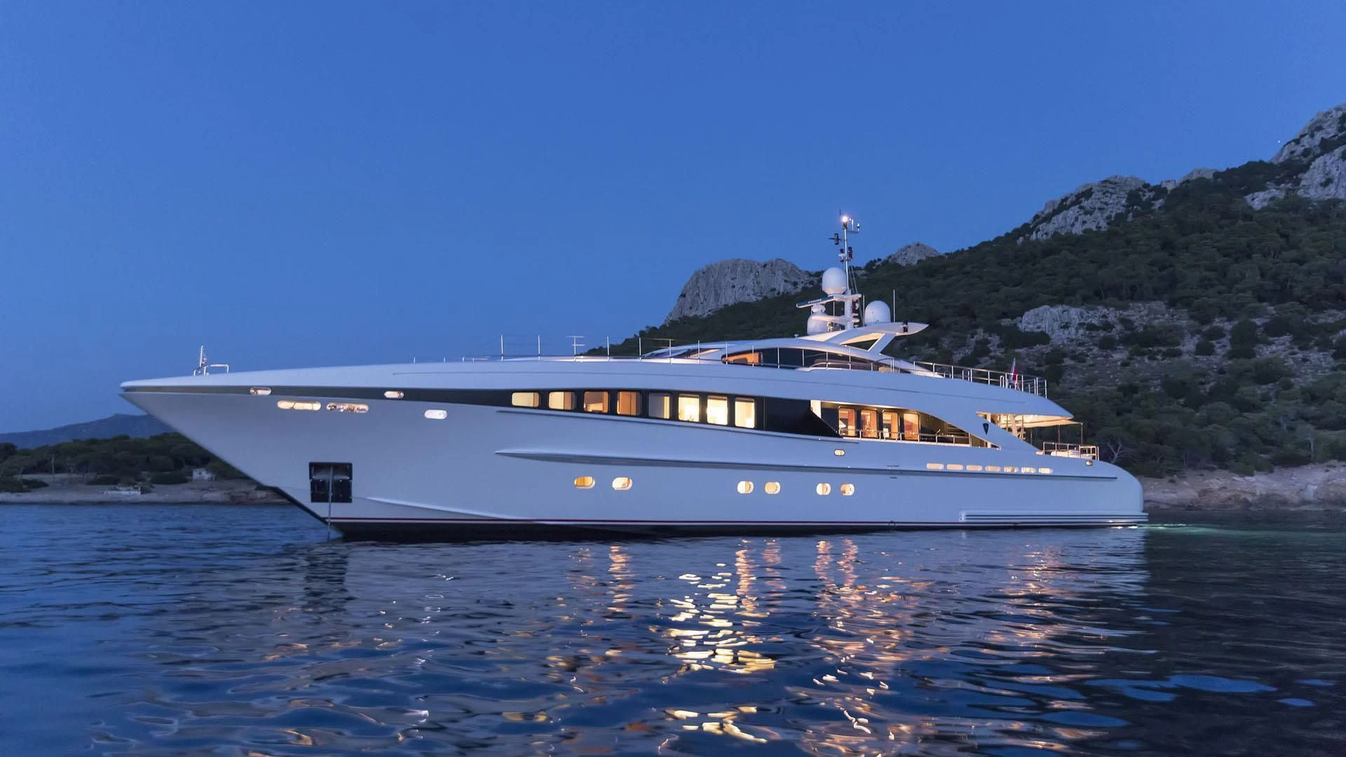 a boat on the water aboard L'EQUINOX Yacht for Sale