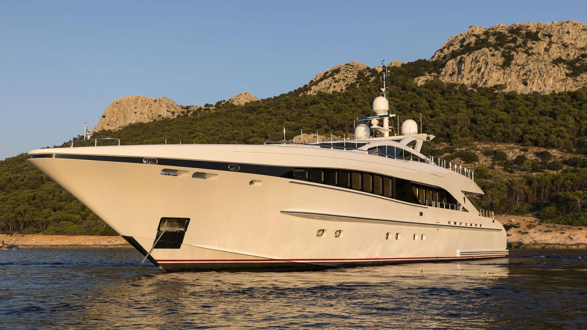 a boat on the water aboard L'EQUINOX Yacht for Sale