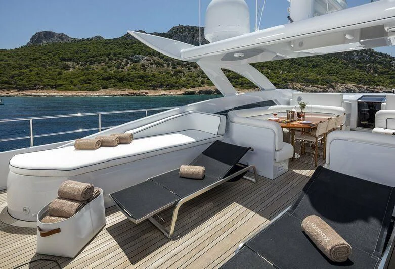 a boat on a deck aboard L'EQUINOX Yacht for Sale