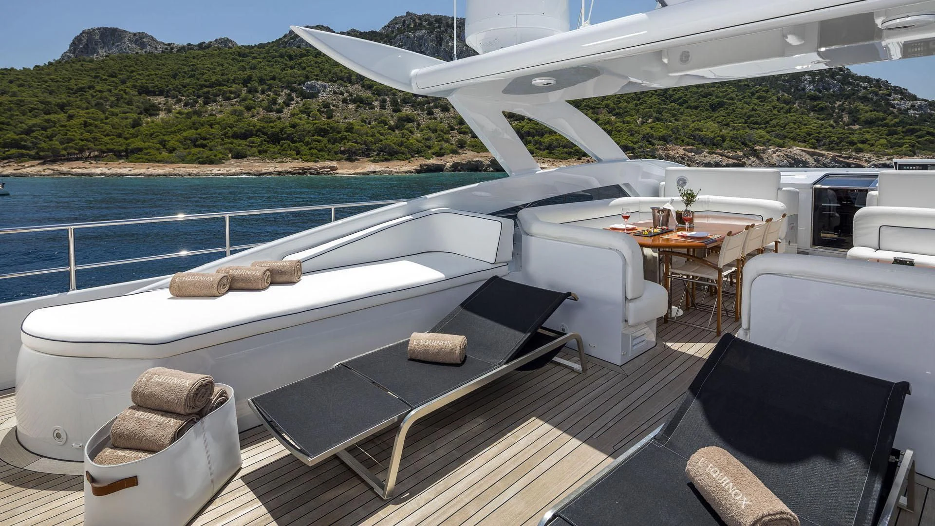 a boat on a deck aboard L'EQUINOX Yacht for Sale