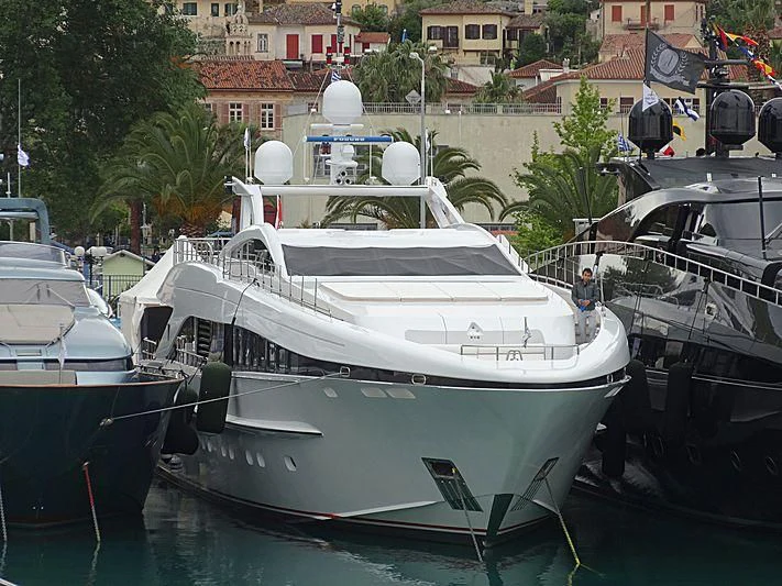 a group of boats are parked in a harbor aboard L'EQUINOX Yacht for Sale