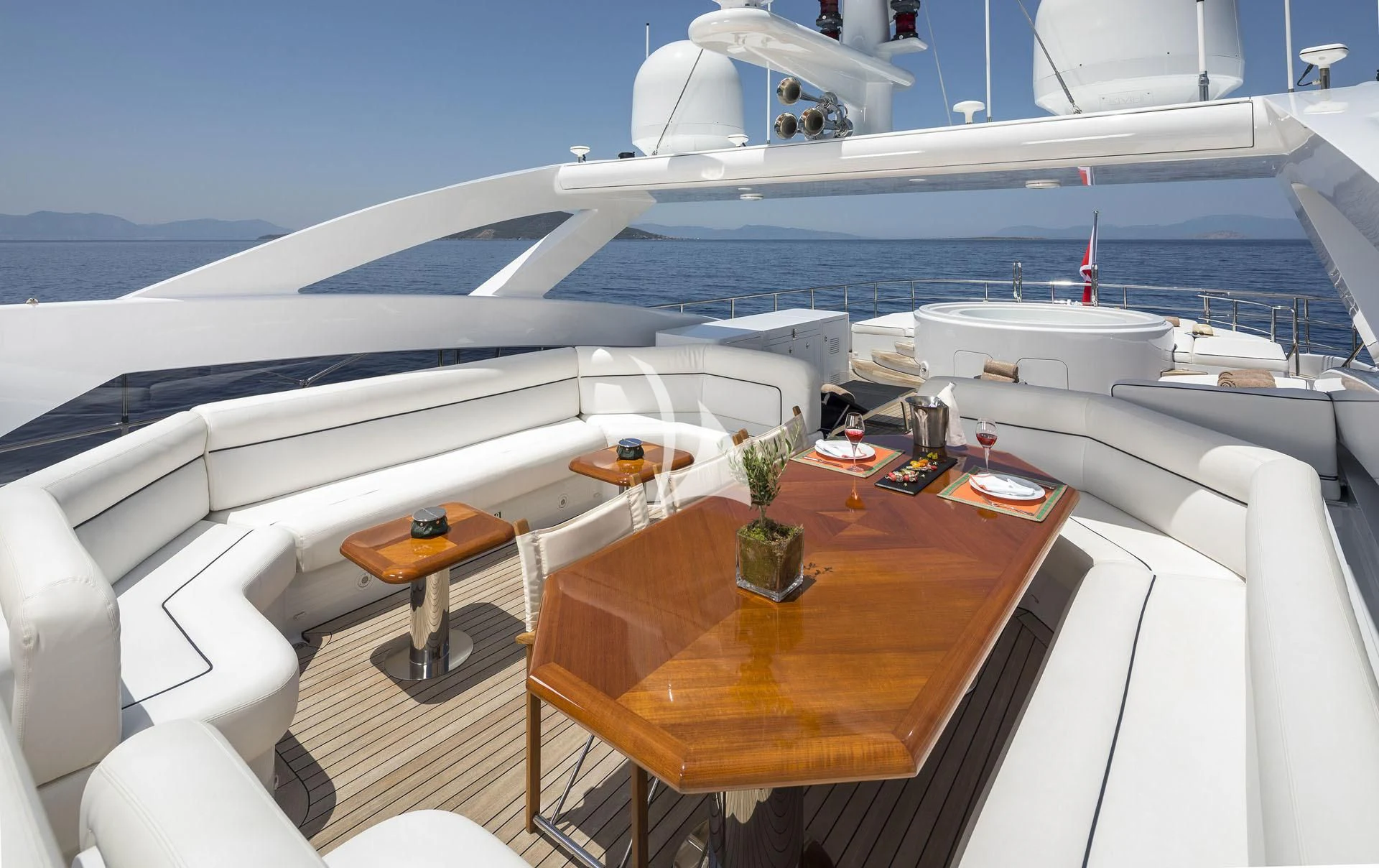 a table on a boat aboard L'EQUINOX Yacht for Sale