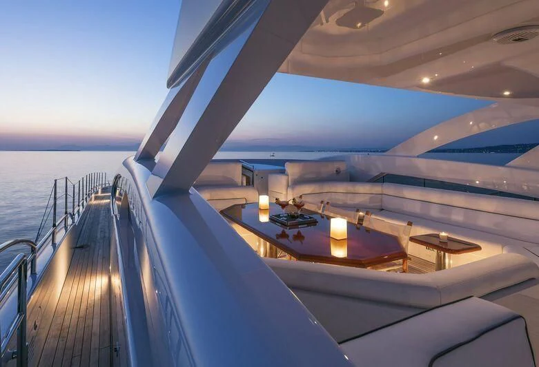 a boat on the water aboard L'EQUINOX Yacht for Sale