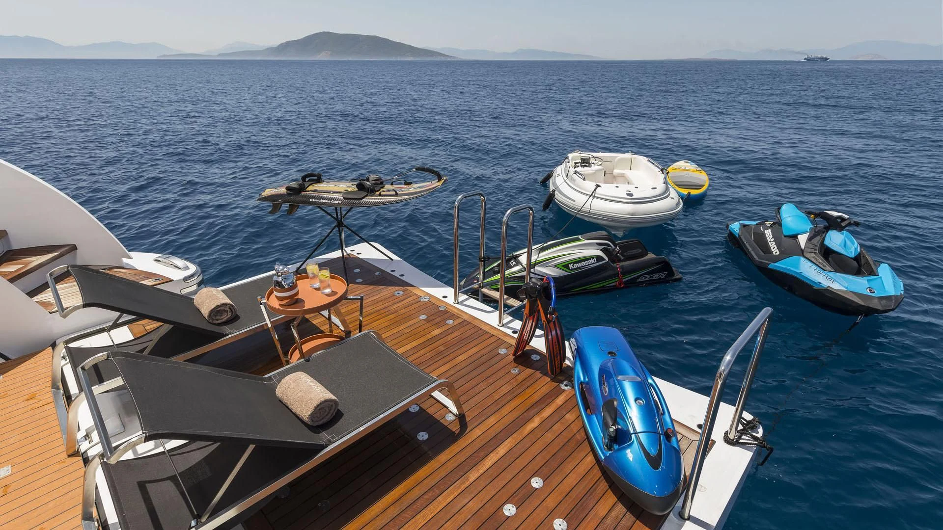 a boat on the water aboard L'EQUINOX Yacht for Sale