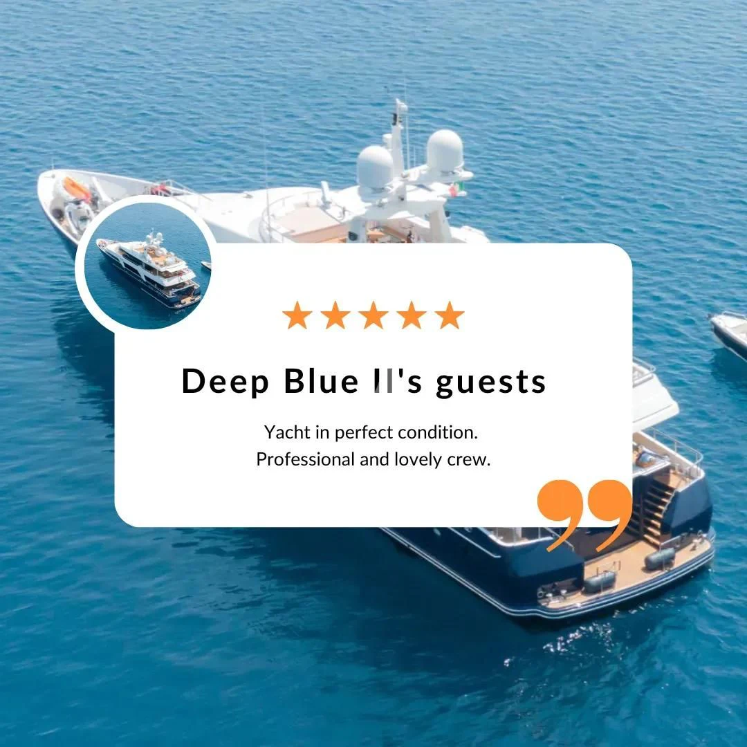 a boat with a robot on it aboard DEEP BLUE II Yacht for Charter