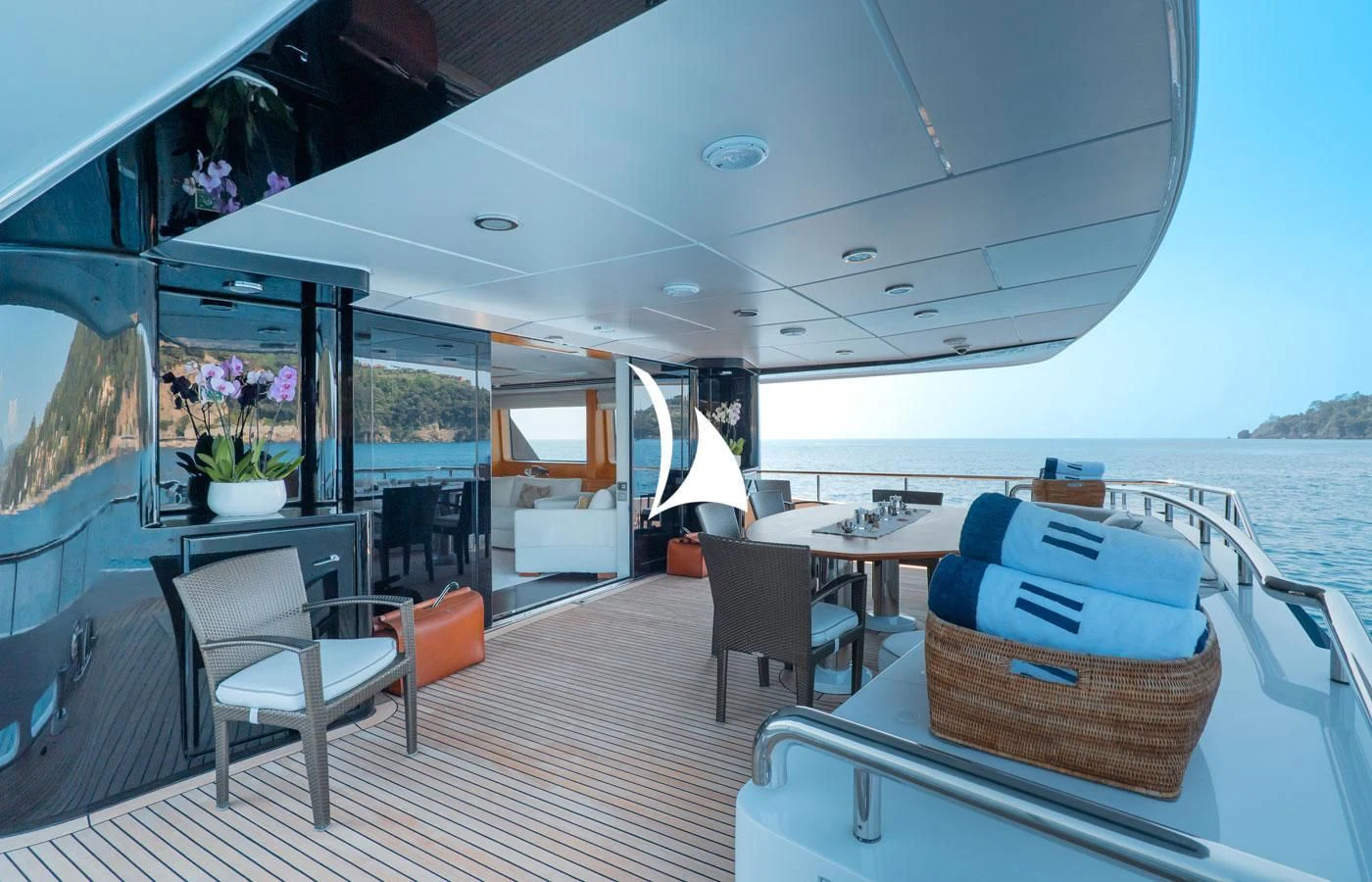 a boat on a deck aboard DEEP BLUE II Yacht for Charter
