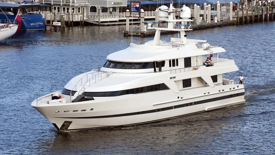 a white yacht in the water aboard DEEP BLUE II Yacht for Charter