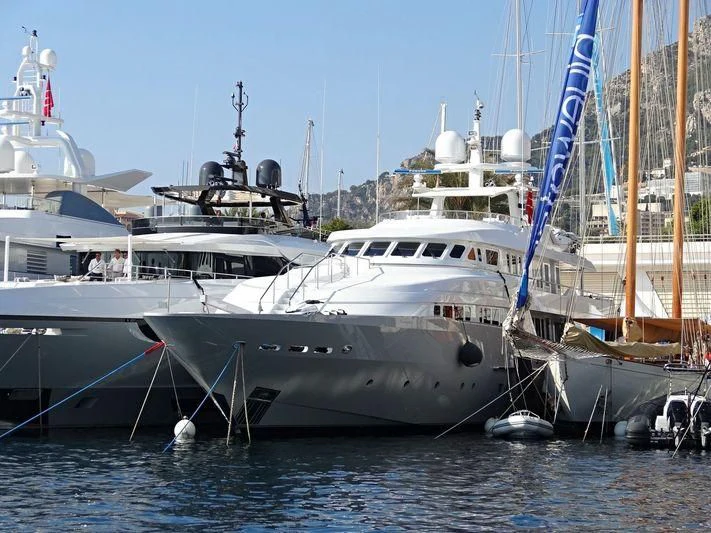 several boats in the water aboard DEEP BLUE II Yacht for Charter