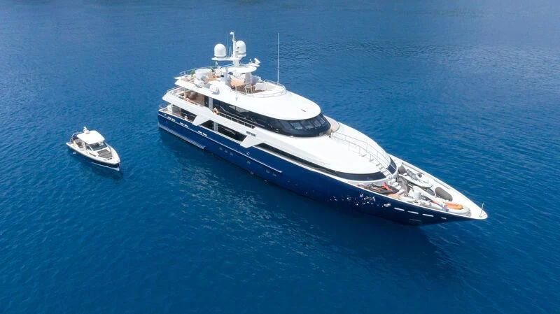 a boat in the water aboard DEEP BLUE II Yacht for Charter