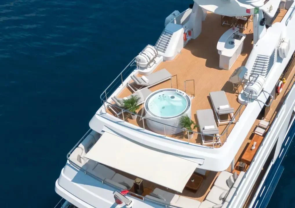 a house with a pool aboard DEEP BLUE II Yacht for Charter