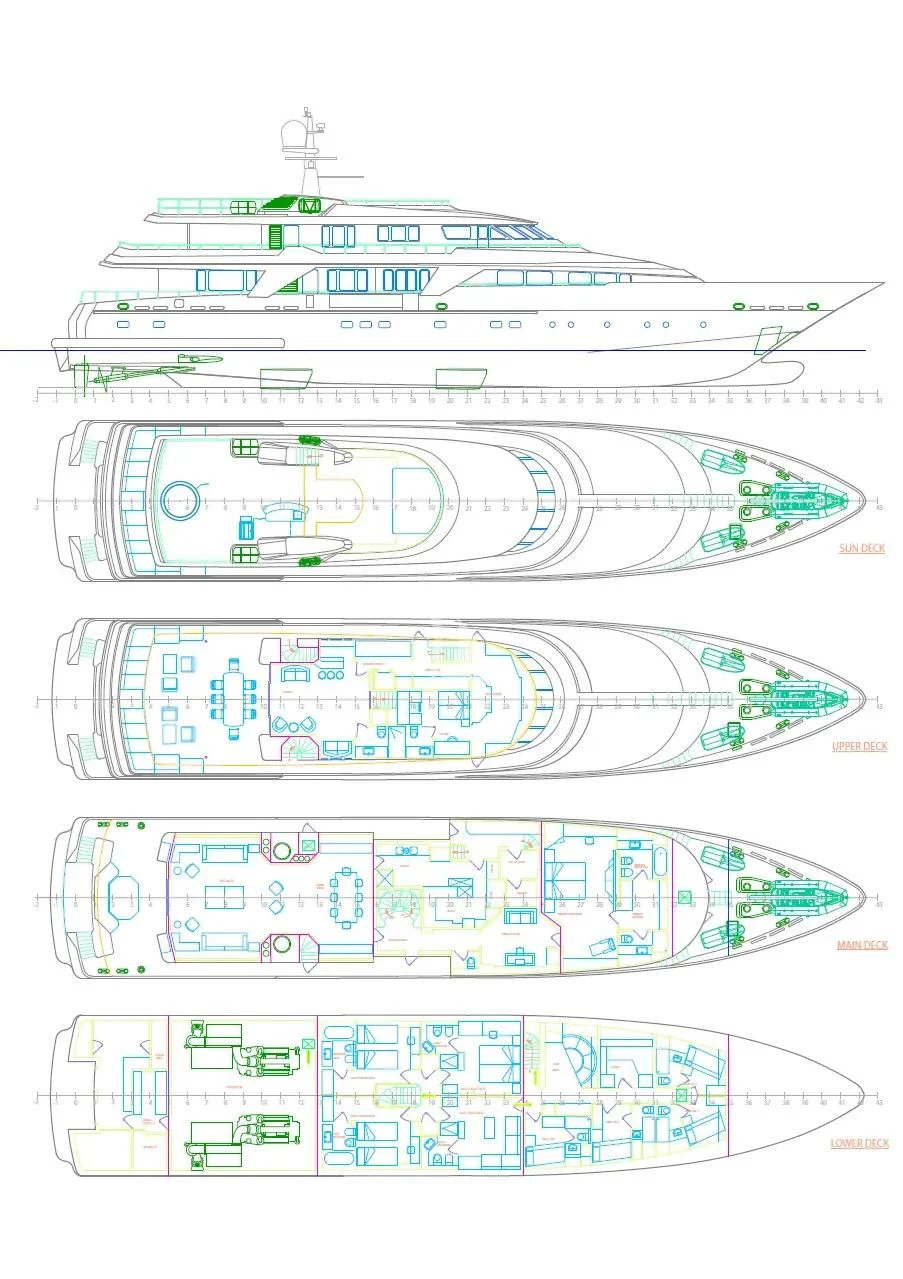 diagram aboard DEEP BLUE II Yacht for Charter