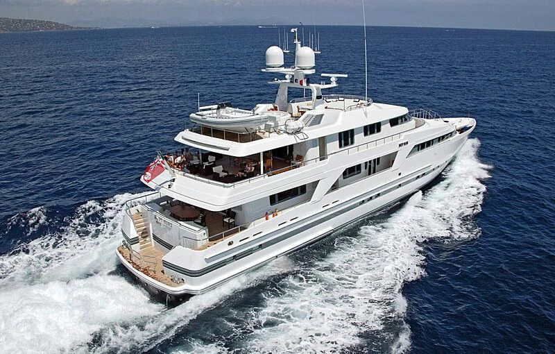 a large white ship on the water aboard DEEP BLUE II Yacht for Charter