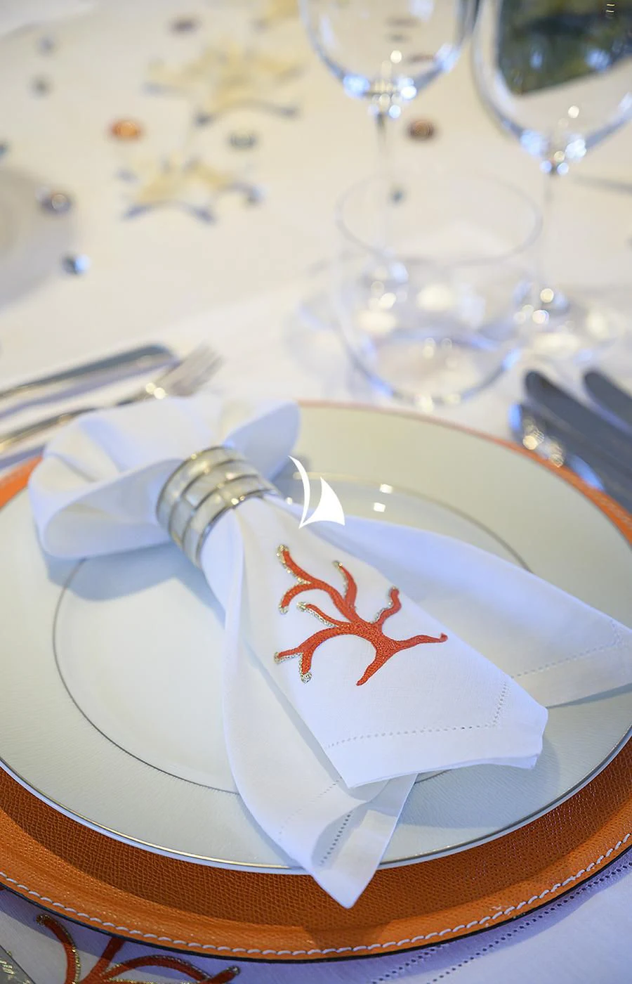 a plate with a design on it aboard DEEP BLUE II Yacht for Charter