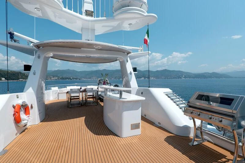 a boat on a deck aboard DEEP BLUE II Yacht for Charter