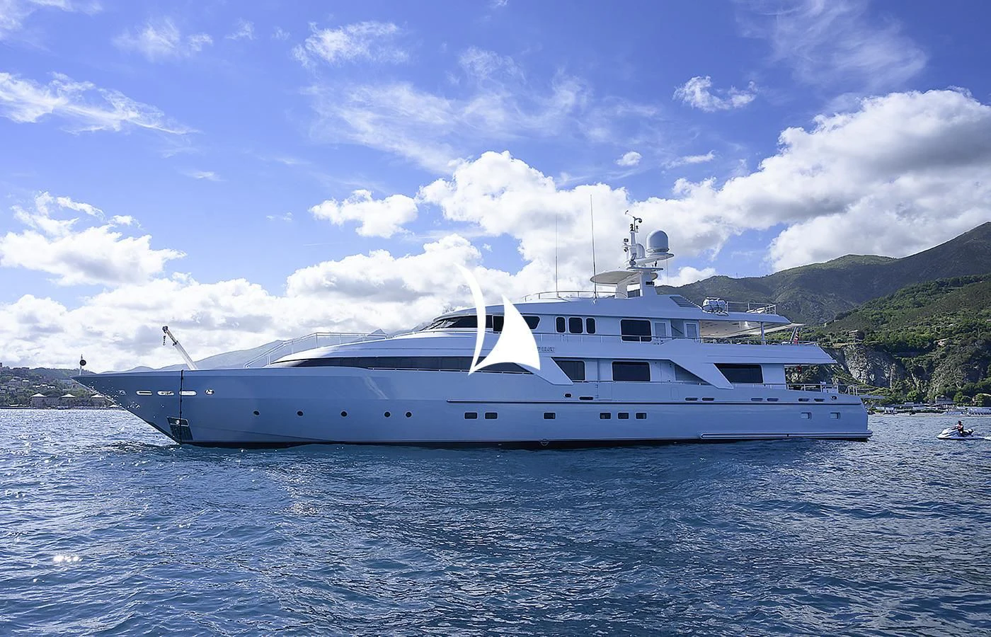 a white yacht in the water aboard DEEP BLUE II Yacht for Charter