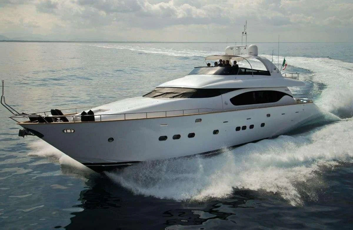 a white yacht on the water aboard DUBAI Yacht for Sale