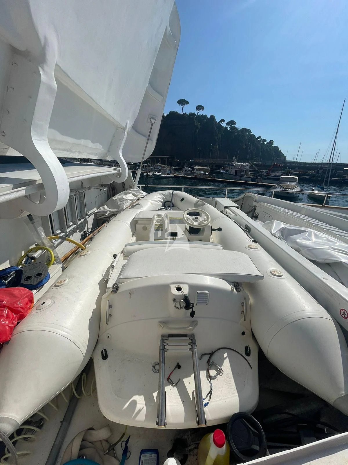 a close-up of a white boat aboard DUBAI Yacht for Sale