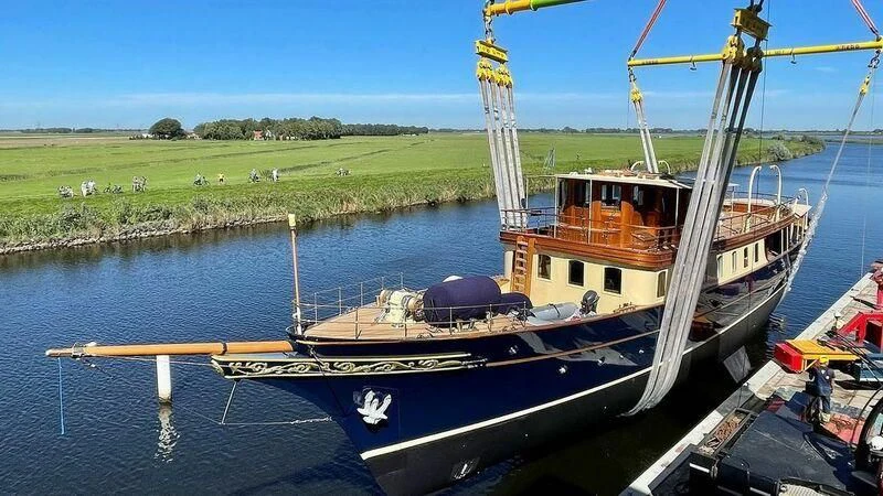 a boat in the water aboard ATLANTIDE Yacht for Sale