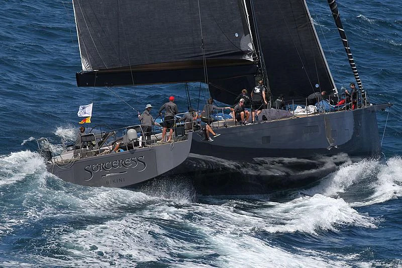 a boat sailing on the water aboard SORCERESS Yacht for Sale
