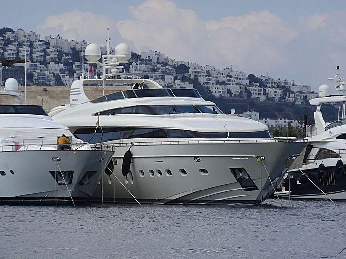 a group of boats in a harbor aboard DESIREE BLEUE Yacht for Sale